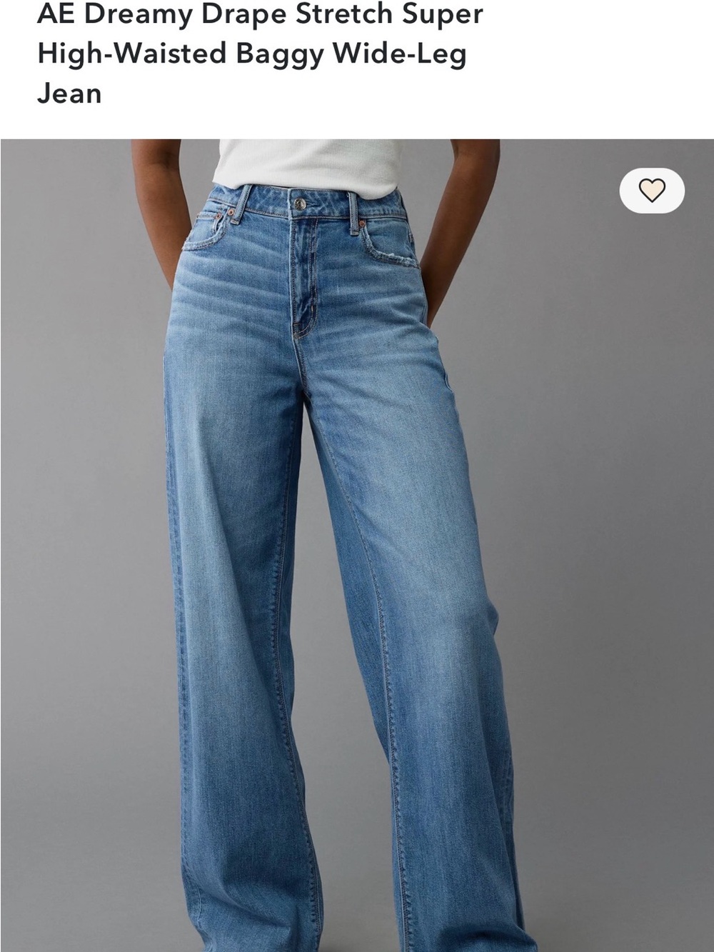 aerie Light Blue High-Waisted Baggy Wide-Leg Jeans size 6Short